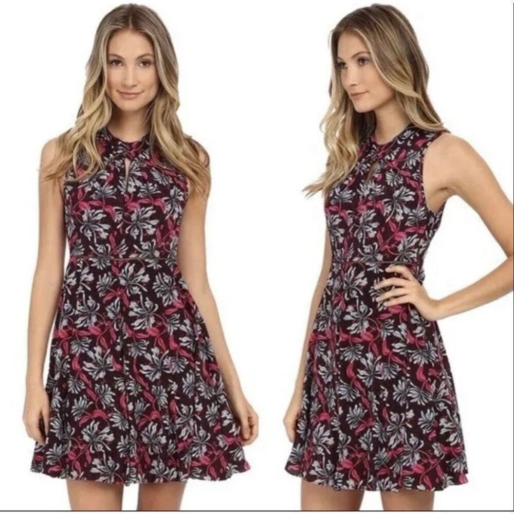 Rebecca Taylor 100% Silk Floral Dress Size XS Sleeveless Zip Back